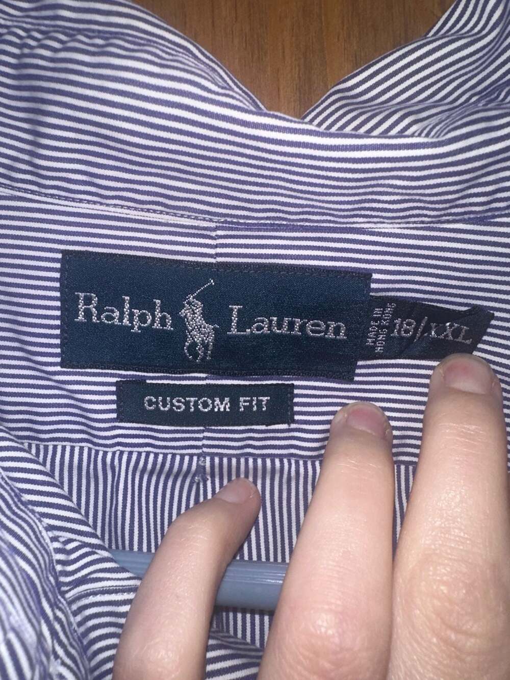 Ralph Lauren Custom Fit Blue and White Striped Long Sleeve Button Down Shirt Siz - Picture 4 of 6